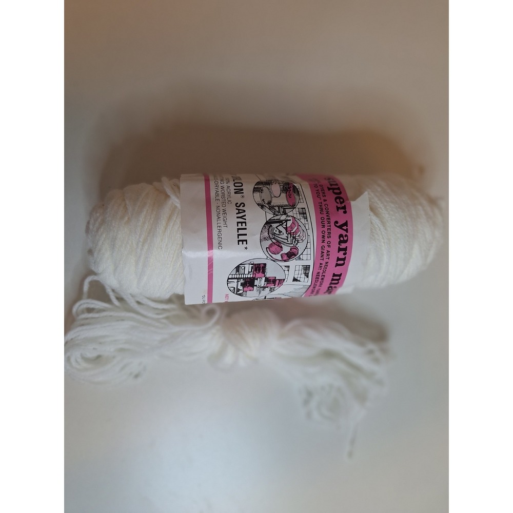 Super Yarn Mart 100% Acrylic 4ply Knitting Worsted Weight Color 200 White 1 Skie